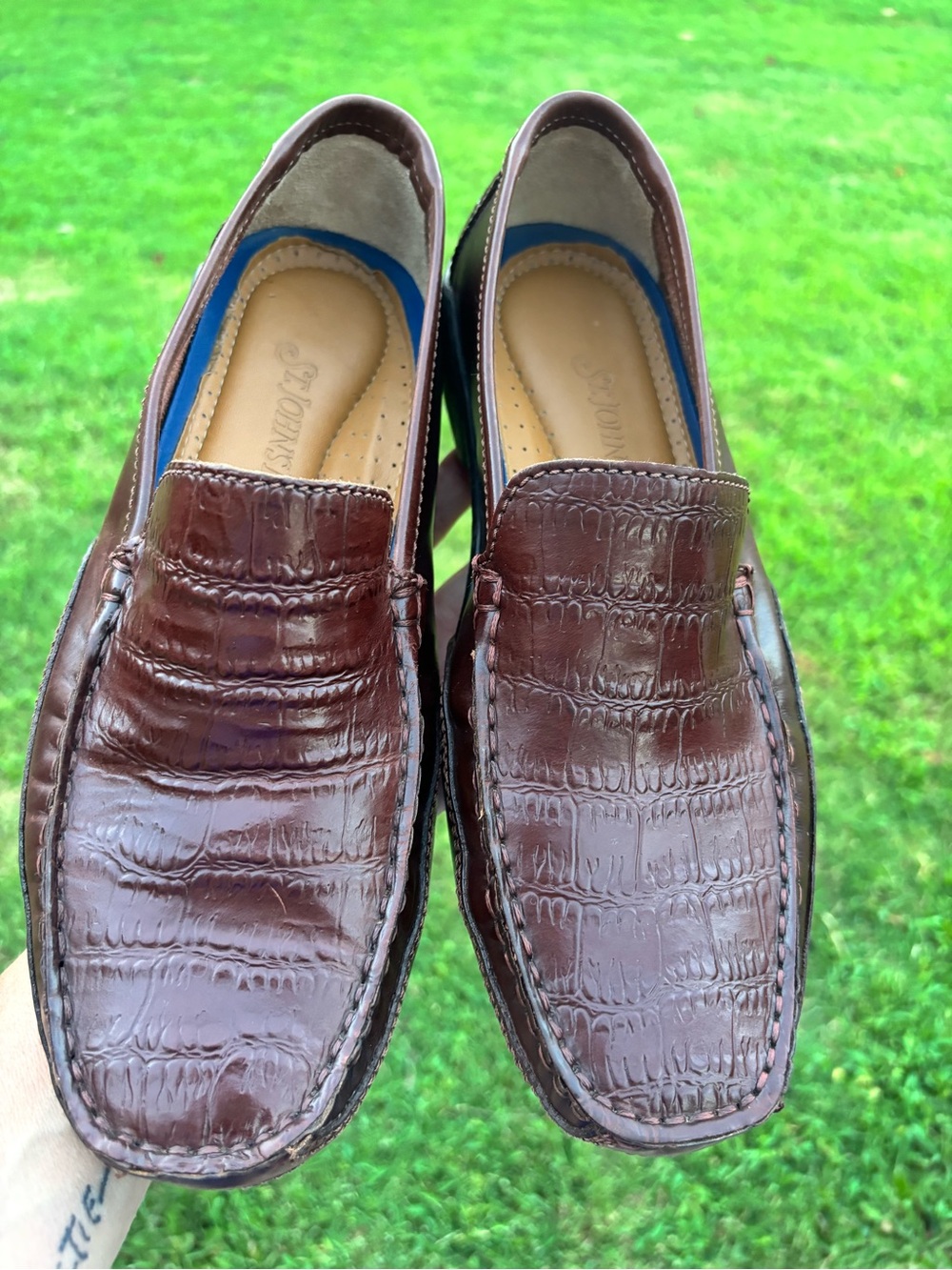 St. John's Bay Brown Croc-Embossed Slip-On Loafers